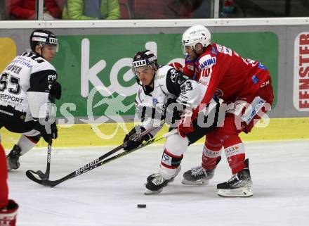 EBEL. Eishockey Bundesliga. KAC gegen	Tesla Orli Znojmo. Vallant Thomas (KAC), Matus Radim  (Znojmo). Klagenfurt, am 18.2.2022.
Foto: Kuess
www.qspictures.net

---
pressefotos, pressefotografie, kuess, qs, qspictures, sport, bild, bilder, bilddatenbank