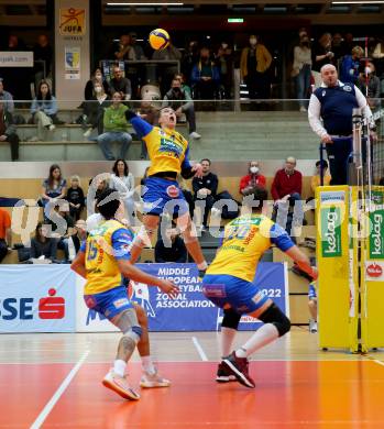 Volleyball MEVZA League 2022 - Final Four. ACH Volley Ljubljana gegen SK Zadruga Aich/Dob.  Marek Gergely (Aich/Dob). Bleiburg, am 19.2.2022.
Foto: Kuess
www.qspictures.net
---
pressefotos, pressefotografie, kuess, qs, qspictures, sport, bild, bilder, bilddatenbank