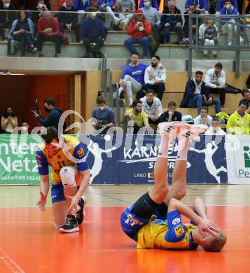 Volleyball MEVZA League 2022 - Final Four. ACH Volley Ljubljana gegen SK Zadruga Aich/Dob. Marino Marelic, Blazej Podlesny  (Aich/Dob). Bleiburg, am 19.2.2022.
Foto: Kuess
www.qspictures.net
---
pressefotos, pressefotografie, kuess, qs, qspictures, sport, bild, bilder, bilddatenbank