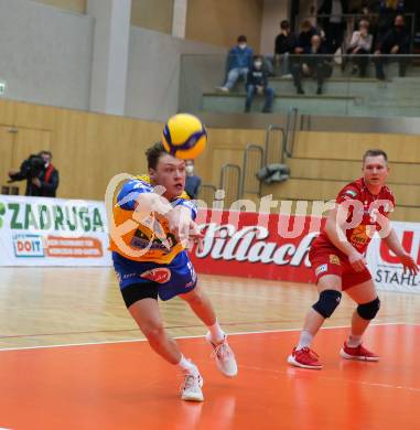 Volleyball MEVZA League 2022 - Final Four. ACH Volley Ljubljana gegen SK Zadruga Aich/Dob.  Marek Gergely (Aich/Dob). Bleiburg, am 19.2.2022.
Foto: Kuess
www.qspictures.net
---
pressefotos, pressefotografie, kuess, qs, qspictures, sport, bild, bilder, bilddatenbank