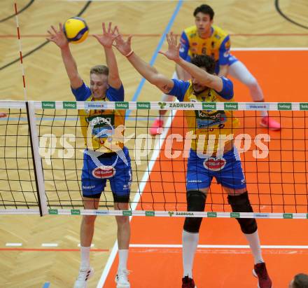 Volleyball MEVZA League 2022 - Final Four. ACH Volley Ljubljana gegen SK Zadruga Aich/Dob. Blazej Podlesny, Pedro Henrique Frances  (Aich/Dob). Bleiburg, am 19.2.2022.
Foto: Kuess
www.qspictures.net
---
pressefotos, pressefotografie, kuess, qs, qspictures, sport, bild, bilder, bilddatenbank