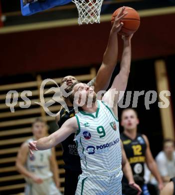 Basketball 2. Liga 2021/2022. Grunddurchgang 17. Runde.  KOS Celovec gegen  Guessing/Jennersdorf Blackbirds.  Tim Huber (KOS),  Gary Ware (Blackbirds). Klagenfurt, am 27.2.2022.
Foto: Kuess
www.qspictures.net
---
pressefotos, pressefotografie, kuess, qs, qspictures, sport, bild, bilder, bilddatenbank