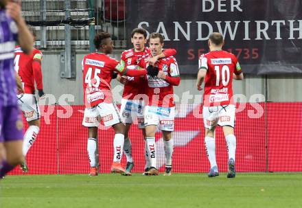 Fussball Bundesliga. SK Austria Klagenfurt gegen SV Guntamatic Ried.  Torjubel  (Ried). Klagenfurt, am 27.2.2022.
Foto: Kuess
www.qspictures.net
---
pressefotos, pressefotografie, kuess, qs, qspictures, sport, bild, bilder, bilddatenbank