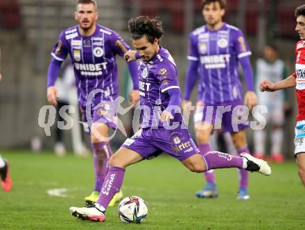 Fussball Bundesliga. SK Austria Klagenfurt gegen SV Guntamatic Ried.  Maximiliano Moreira Romero (Klagenfurt). Klagenfurt, am 27.2.2022.
Foto: Kuess
www.qspictures.net
---
pressefotos, pressefotografie, kuess, qs, qspictures, sport, bild, bilder, bilddatenbank