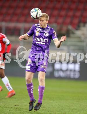 Fussball Bundesliga. SK Austria Klagenfurt gegen SV Guntamatic Ried.  Christopher Cvetko (Klagenfurt). Klagenfurt, am 27.2.2022.
Foto: Kuess
www.qspictures.net
---
pressefotos, pressefotografie, kuess, qs, qspictures, sport, bild, bilder, bilddatenbank