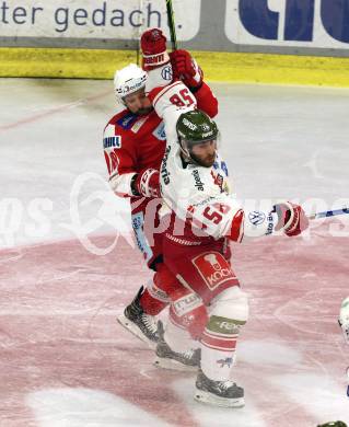 EBEL. Eishockey Bundesliga. KAC gegen	HCB Suedtirol Alperia. Thomas Koch,  (KAC), Mathew Maione  (Bozen). Klagenfurt, am 2.3.2022.
Foto: Kuess
www.qspictures.net

---
pressefotos, pressefotografie, kuess, qs, qspictures, sport, bild, bilder, bilddatenbank