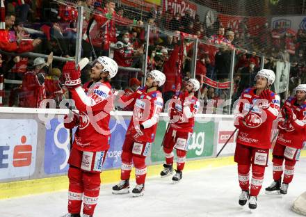 EBEL. Eishockey Bundesliga. KAC gegen	HCB Suedtirol Alperia. Jubel Daniel Obersteiner, Stefan Geier (KAC). Klagenfurt, am 2.3.2022.
Foto: Kuess
www.qspictures.net

---
pressefotos, pressefotografie, kuess, qs, qspictures, sport, bild, bilder, bilddatenbank