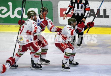 EBEL. Eishockey Bundesliga. KAC gegen	HCB Suedtirol Alperia.  Torjubel Angelo Miceli  (Bozen). Klagenfurt, am 2.3.2022.
Foto: Kuess
www.qspictures.net

---
pressefotos, pressefotografie, kuess, qs, qspictures, sport, bild, bilder, bilddatenbank