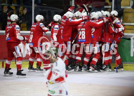 EBEL. Eishockey Bundesliga. KAC gegen	HCB Suedtirol Alperia. Jubel  (KAC). Klagenfurt, am 2.3.2022.
Foto: Kuess
www.qspictures.net

---
pressefotos, pressefotografie, kuess, qs, qspictures, sport, bild, bilder, bilddatenbank