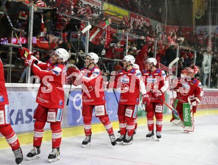 EBEL. Eishockey Bundesliga. KAC gegen	HCB Suedtirol Alperia. Jubel Fabian Hochegger, Lukas Haudum (KAC). Klagenfurt, am 2.3.2022.
Foto: Kuess
www.qspictures.net

---
pressefotos, pressefotografie, kuess, qs, qspictures, sport, bild, bilder, bilddatenbank