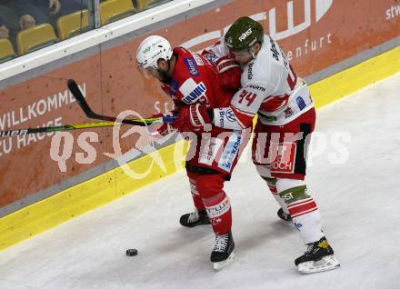 EBEL. Eishockey Bundesliga. KAC gegen	HCB Suedtirol Alperia.  Rok Ticar,  (KAC), Nicholas Plastino  (Bozen). Klagenfurt, am 2.3.2022.
Foto: Kuess
www.qspictures.net

---
pressefotos, pressefotografie, kuess, qs, qspictures, sport, bild, bilder, bilddatenbank