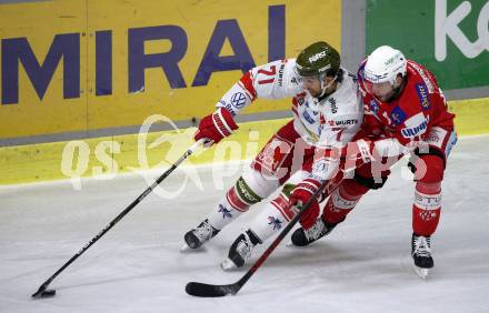 EBEL. Eishockey Bundesliga. KAC gegen	HCB Suedtirol Alperia. Rok Ticar,  (KAC),  Daniel Claudio Ciampini (Bozen). Klagenfurt, am 2.3.2022.
Foto: Kuess
www.qspictures.net

---
pressefotos, pressefotografie, kuess, qs, qspictures, sport, bild, bilder, bilddatenbank