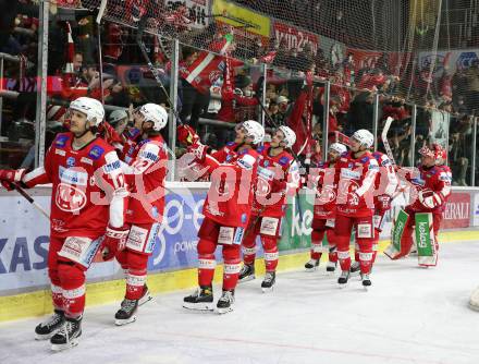 EBEL. Eishockey Bundesliga. KAC gegen	HCB Suedtirol Alperia.  Jubel Manuel Ganahl, David Maier (KAC). Klagenfurt, am 2.3.2022.
Foto: Kuess
www.qspictures.net

---
pressefotos, pressefotografie, kuess, qs, qspictures, sport, bild, bilder, bilddatenbank