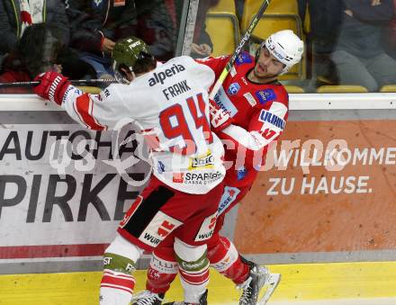 EBEL. Eishockey Bundesliga. KAC gegen	HCB Suedtirol Alperia. Thomas Vallant, (KAC), Daniel Frank   (Bozen). Klagenfurt, am 2.3.2022.
Foto: Kuess
www.qspictures.net

---
pressefotos, pressefotografie, kuess, qs, qspictures, sport, bild, bilder, bilddatenbank