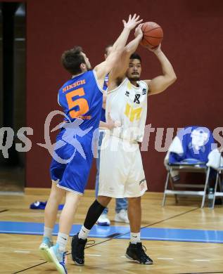 Basketball Zweite Liga 2021/2022. Grunddurchgang 18. Runde.  Woerthersee Piraten gegen 	BBU Salzburg. Marcus Holyfield  (Piraten),  Raphael Miksch (Salzburg). Klagenfurt, am 5.3.2022. 
Foto: Kuess
www.qspictures.net

---
pressefotos, pressefotografie, kuess, qs, qspictures, sport, bild, bilder, bilddatenbank