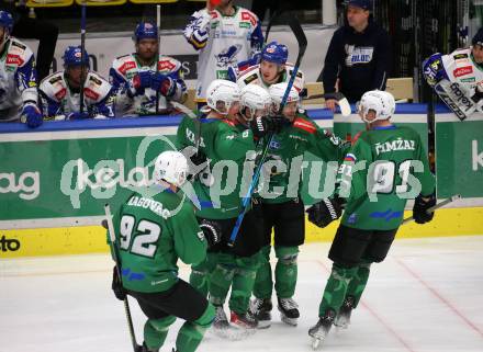 EBEL. Eishockey Bundesliga. VSV gegen HK SZ Olimpija Ljubljana. Torjubel S Guillaume Leclerc   (Laibach). Villach, am 9.3.2022.
Foto: Kuess
www.qspictures.net
---
pressefotos, pressefotografie, kuess, qs, qspictures, sport, bild, bilder, bilddatenbank