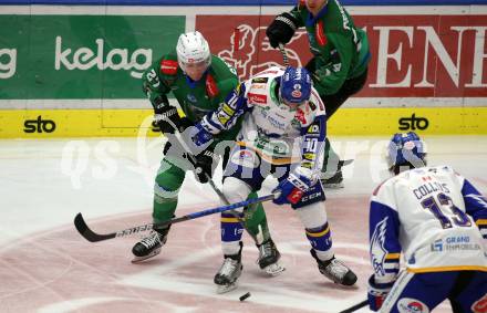 EBEL. Eishockey Bundesliga. VSV gegen HK SZ Olimpija Ljubljana.  Brett Flemming,  (VSV), Mark Cepon  (Laibach). Villach, am 9.3.2022.
Foto: Kuess
www.qspictures.net
---
pressefotos, pressefotografie, kuess, qs, qspictures, sport, bild, bilder, bilddatenbank