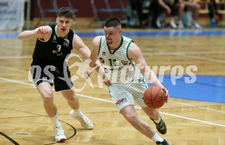 Basketball 2. Liga 2021/2022. Grunddurchgang 19. Runde.  KOS Celovec gegen  RAIDERS Tirol. Grega Sajevic  (KOS), Ziga Habat   (Tirol). Klagenfurt, am 12.3.2022.
Foto: Kuess
www.qspictures.net
---
pressefotos, pressefotografie, kuess, qs, qspictures, sport, bild, bilder, bilddatenbank