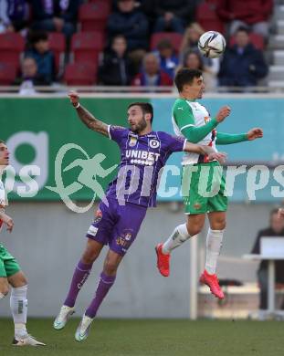 Fussball Bundesliga. Play-off. SK Austria Klagenfurt gegen Rapid Wien.  Markus Pink, (Klagenfurt),  Dejan Petrovic  (Rapid). Klagenfurt, am 13.3.2022.
Foto: Kuess
www.qspictures.net
---
pressefotos, pressefotografie, kuess, qs, qspictures, sport, bild, bilder, bilddatenbank