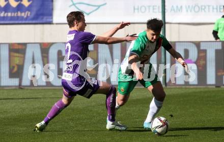 Fussball Bundesliga. Play-off. SK Austria Klagenfurt gegen Rapid Wien.  Alex Timossi Andersson,  (Klagenfurt),  Bernhard Zimmermann (Rapid). Klagenfurt, am 13.3.2022.
Foto: Kuess
www.qspictures.net
---
pressefotos, pressefotografie, kuess, qs, qspictures, sport, bild, bilder, bilddatenbank