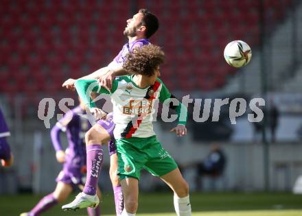 Fussball Bundesliga. Play-off. SK Austria Klagenfurt gegen Rapid Wien.  Markus Pink,  (Klagenfurt),  Robert Ljubicic (Rapid). Klagenfurt, am 13.3.2022.
Foto: Kuess
www.qspictures.net
---
pressefotos, pressefotografie, kuess, qs, qspictures, sport, bild, bilder, bilddatenbank