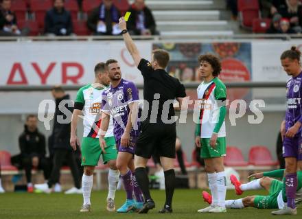 Fussball Bundesliga. Play-off. SK Austria Klagenfurt gegen Rapid Wien.  gelbe Karte Turgay Gemicibasi (Klagenfurt). Klagenfurt, am 13.3.2022.
Foto: Kuess
www.qspictures.net
---
pressefotos, pressefotografie, kuess, qs, qspictures, sport, bild, bilder, bilddatenbank