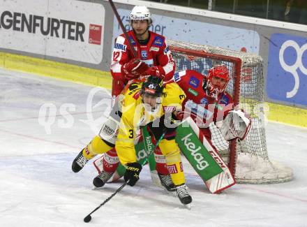 EBEL. Eishockey Bundesliga. KAC gegen	spusu Vienna Capitals. David Maier, Sebastian Dahm, (KAC),  Armin Preiser  (Vienna Capitals). Klagenfurt, am 13.3.2022.
Foto: Kuess
www.qspictures.net

---
pressefotos, pressefotografie, kuess, qs, qspictures, sport, bild, bilder, bilddatenbank