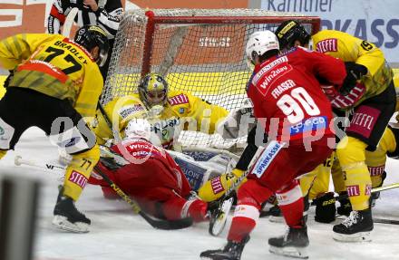 EBEL. Eishockey Bundesliga. KAC gegen	spusu Vienna Capitals.  Manuel Geier, Matthew Fraser,  (KAC), Matt Bradley, Alex Wall, Brody Sutter  (Vienna Capitals). Klagenfurt, am 13.3.2022.
Foto: Kuess
www.qspictures.net

---
pressefotos, pressefotografie, kuess, qs, qspictures, sport, bild, bilder, bilddatenbank