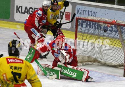 EBEL. Eishockey Bundesliga. KAC gegen	spusu Vienna Capitals. Sebastian Dahm, Steven Strong, (KAC), Nikolaus Hartl   (Vienna Capitals). Klagenfurt, am 13.3.2022.
Foto: Kuess
www.qspictures.net

---
pressefotos, pressefotografie, kuess, qs, qspictures, sport, bild, bilder, bilddatenbank