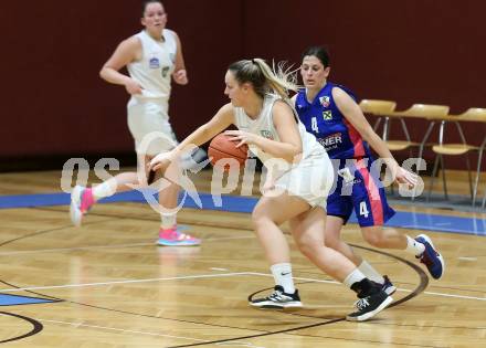 Basketball Damen Superliga 2021/2022. Grunddurchgang 11. Runde.  KOS Celovec Damen gegen   UBSC-DBBC Graz.  Sara Feratovic (KOS), Simone Kuzma   (Graz). Klagenfurt, am 19.3.2022.
Foto: Kuess
www.qspictures.net
---
pressefotos, pressefotografie, kuess, qs, qspictures, sport, bild, bilder, bilddatenbank