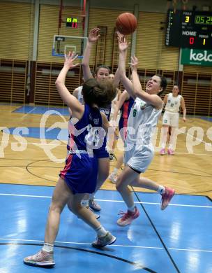 Basketball Damen Superliga 2021/2022. Grunddurchgang 11. Runde.  KOS Celovec Damen gegen   UBSC-DBBC Graz.  Alina Seher (KOS), Lejla Meskic   (Graz). Klagenfurt, am 19.3.2022.
Foto: Kuess
www.qspictures.net
---
pressefotos, pressefotografie, kuess, qs, qspictures, sport, bild, bilder, bilddatenbank