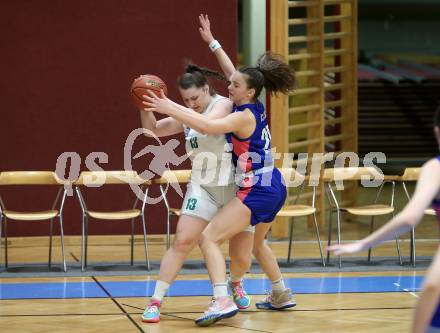 Basketball Damen Superliga 2021/2022. Grunddurchgang 11. Runde.  KOS Celovec Damen gegen   UBSC-DBBC Graz. Lena WeiÃenbrunner  (KOS), Lejla Meskic  (Graz). Klagenfurt, am 19.3.2022.
Foto: Kuess
www.qspictures.net
---
pressefotos, pressefotografie, kuess, qs, qspictures, sport, bild, bilder, bilddatenbank