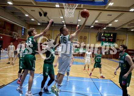 Basketball 2. Liga 2021/2022. Grunddurchgang 13. Runde.  KOS Celovec gegen  Dornbirn Lions. Erik Groznik  (KOS), Paul Pitscheider  (Dornbirn). Klagenfurt, am 19.3.2022.
Foto: Kuess
www.qspictures.net
---
pressefotos, pressefotografie, kuess, qs, qspictures, sport, bild, bilder, bilddatenbank