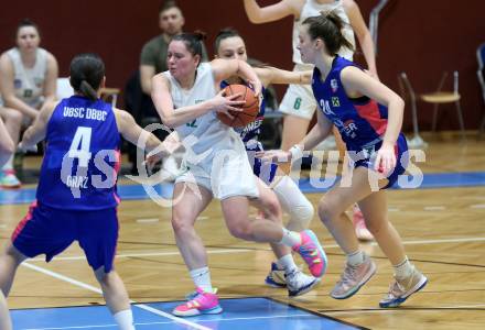 Basketball Damen Superliga 2021/2022. Grunddurchgang 11. Runde.  KOS Celovec Damen gegen   UBSC-DBBC Graz.  Patricia Pauer, (KOS),   Lejla Meskic (Graz). Klagenfurt, am 19.3.2022.
Foto: Kuess
www.qspictures.net
---
pressefotos, pressefotografie, kuess, qs, qspictures, sport, bild, bilder, bilddatenbank