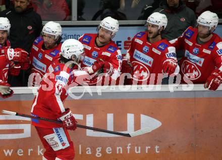 EBEL. Eishockey Bundesliga. KAC gegen	spusu Vienna Capitals. Torjubel Manuel Ganahl (KAC). Klagenfurt, am 20.3.2022.
Foto: Kuess
www.qspictures.net

---
pressefotos, pressefotografie, kuess, qs, qspictures, sport, bild, bilder, bilddatenbank