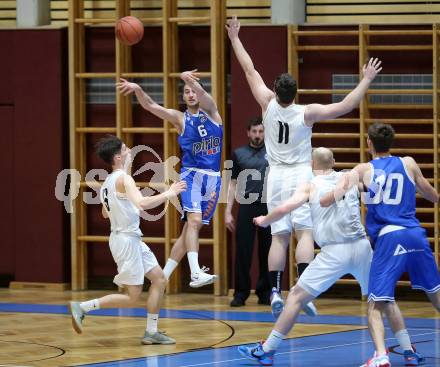 Basketball Zweite Liga 2021/2022. Grunddurchgang 16. Runde.  Woerthersee Piraten gegen Kufstein Towers. Felix Leindecker, Andreas Nuck  (Piraten),  Luka Bozak (Kufstein). Klagenfurt, am 20.3.2022. 
Foto: Kuess
www.qspictures.net

---
pressefotos, pressefotografie, kuess, qs, qspictures, sport, bild, bilder, bilddatenbank