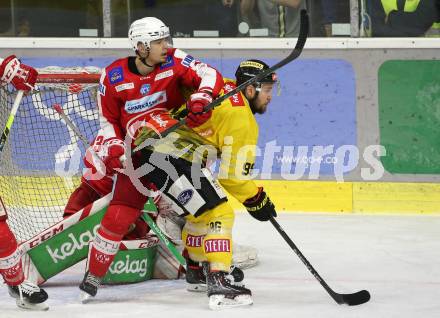 EBEL. Eishockey Bundesliga. KAC gegen	spusu Vienna Capitals. Kele Steffler, (KAC),  Nikolaus Hartl  (Vienna Capitals). Klagenfurt, am 20.3.2022.
Foto: Kuess
www.qspictures.net

---
pressefotos, pressefotografie, kuess, qs, qspictures, sport, bild, bilder, bilddatenbank