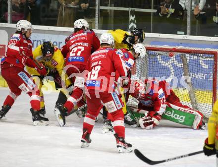 EBEL. Eishockey Bundesliga. KAC gegen	spusu Vienna Capitals. Sebastian Dahm, Stefan Geier, Thomas Hundertpfund, Nikolaus Kraus (KAC),  James Sheppard, Mario Fischer (Vienna Capitals). Klagenfurt, am 20.3.2022.
Foto: Kuess
www.qspictures.net

---
pressefotos, pressefotografie, kuess, qs, qspictures, sport, bild, bilder, bilddatenbank