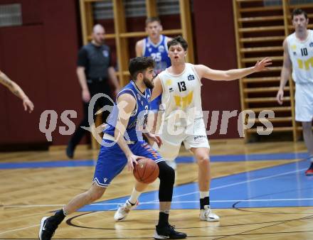 Basketball Zweite Liga 2021/2022. Grunddurchgang 16. Runde.  Woerthersee Piraten gegen Kufstein Towers.  Alexander Pirker (Piraten),  Andres Diaz  (Kufstein). Klagenfurt, am 20.3.2022. 
Foto: Kuess
www.qspictures.net

---
pressefotos, pressefotografie, kuess, qs, qspictures, sport, bild, bilder, bilddatenbank