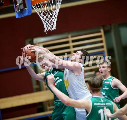 Basketball Zweite Liga 2021/2022. Playdown 1.  Woerthersee Piraten gegen Future Team Steiermark. Andreas Nuck  (Piraten), Maximilian Seher  (Steiermark). Klagenfurt, am 3.4.2022. 
Foto: Kuess
www.qspictures.net

---
pressefotos, pressefotografie, kuess, qs, qspictures, sport, bild, bilder, bilddatenbank