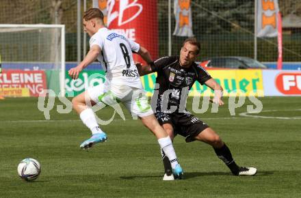 Fussball Bundesliga. Meistergruppe. WAC gegen SK Puntigamer Sturm Graz.  Mario Leitgeb,  (WAC),  Alexander Prass (Graz). Wolfsberg, am 3.4.2022.
Foto: Kuess
www.qspictures.net
---
pressefotos, pressefotografie, kuess, qs, qspictures, sport, bild, bilder, bilddatenbank