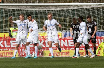 Fussball Bundesliga. Meistergruppe. WAC gegen SK Puntigamer Sturm Graz.  Torjubel Rasmus Winther Hoejlund, Manprit Sarkaria (Graz). Wolfsberg, am 3.4.2022.
Foto: Kuess
www.qspictures.net
---
pressefotos, pressefotografie, kuess, qs, qspictures, sport, bild, bilder, bilddatenbank