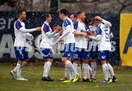 Fussball Regionalliga. Treibach gegen Spittal.  Torjubel  (Treibach). Treibach, 2.4.2022.
Foto: Kuess
---
pressefotos, pressefotografie, kuess, qs, qspictures, sport, bild, bilder, bilddatenbank