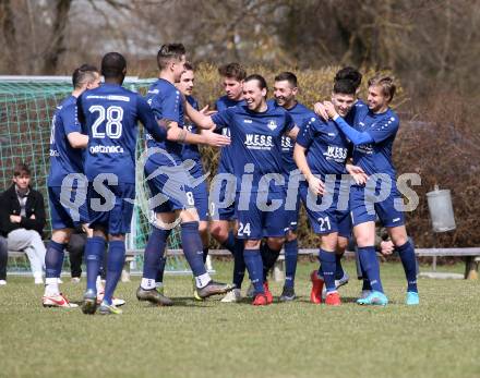 Fussball. 1. Klasse B. Rothenthurn gegen Velden.  Torjubel Dardan Kameraj
  (Velden).  Rothenthurn, 3.4.2022.
Foto: Kuess
---
pressefotos, pressefotografie, kuess, qs, qspictures, sport, bild, bilder, bilddatenbank