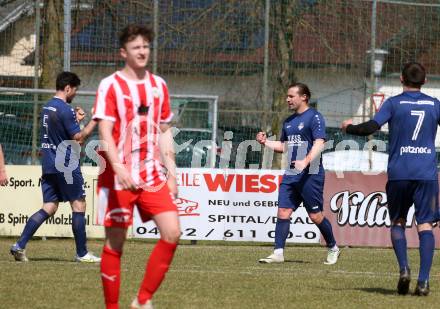 Fussball. 1. Klasse B. Rothenthurn gegen Velden.  Torjubel Marc Robert Sand   (Velden).  Rothenthurn, 3.4.2022.
Foto: Kuess
---
pressefotos, pressefotografie, kuess, qs, qspictures, sport, bild, bilder, bilddatenbank