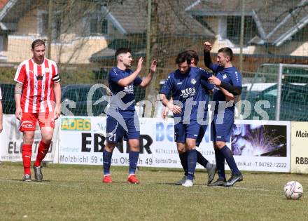 Fussball. 1. Klasse B. Rothenthurn gegen Velden.  Torjubel Marc Robert Sand   (Velden).  Rothenthurn, 3.4.2022.
Foto: Kuess
---
pressefotos, pressefotografie, kuess, qs, qspictures, sport, bild, bilder, bilddatenbank