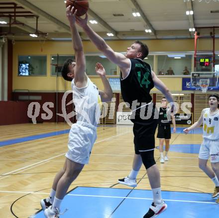 Basketball Zweite Liga 2021/2022. Playdown 2.  Woerthersee Piraten gegen Deutsch Wagram Alligators. Jure Bavdek (Piraten), Branislav Balvan (Deutsch Wagram Alligators). Klagenfurt, am 9.4.2022. 
Foto: Kuess
www.qspictures.net

---
pressefotos, pressefotografie, kuess, qs, qspictures, sport, bild, bilder, bilddatenbank