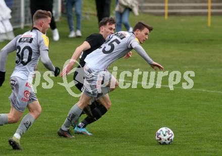 Fussball Regionalliga. WAC Amateure gegen Sturm Graz II.  Fabian Tauchhammer (WAC Amateure), Vincent Trummer  (Sturm Graz). St. Andrae, am 9.4.2022.
Foto: Kuess
---
pressefotos, pressefotografie, kuess, qs, qspictures, sport, bild, bilder, bilddatenbank