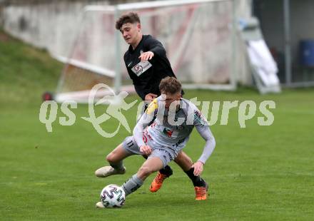 Fussball Regionalliga. WAC Amateure gegen Sturm Graz II.  Timo Altersberger (WAC Amateure),  Moritz Wels (Sturm Graz). St. Andrae, am 9.4.2022.
Foto: Kuess
---
pressefotos, pressefotografie, kuess, qs, qspictures, sport, bild, bilder, bilddatenbank