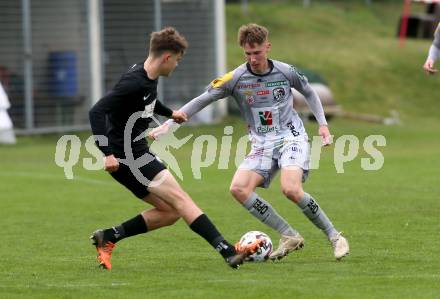 Fussball Regionalliga. WAC Amateure gegen Sturm Graz II. Timo Altersberger  (WAC Amateure),  Moritz Wels (Sturm Graz). St. Andrae, am 9.4.2022.
Foto: Kuess
---
pressefotos, pressefotografie, kuess, qs, qspictures, sport, bild, bilder, bilddatenbank